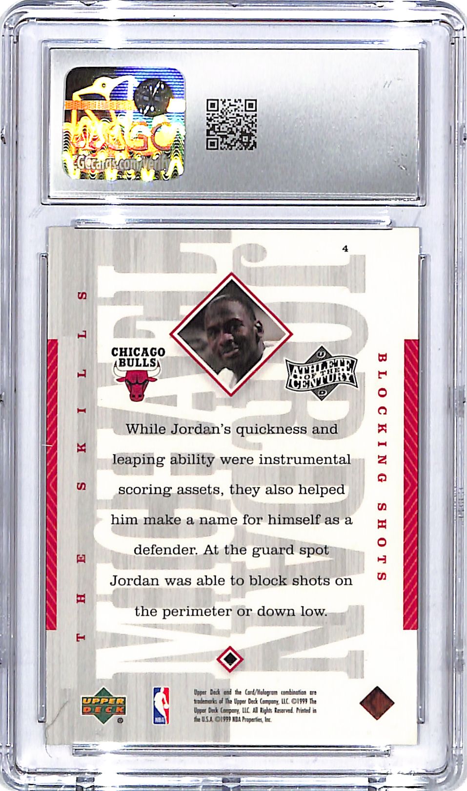 1999 Upper Deck MJ Athlete of the Century Michael Jordan #4 CGC 9.5 Bulls