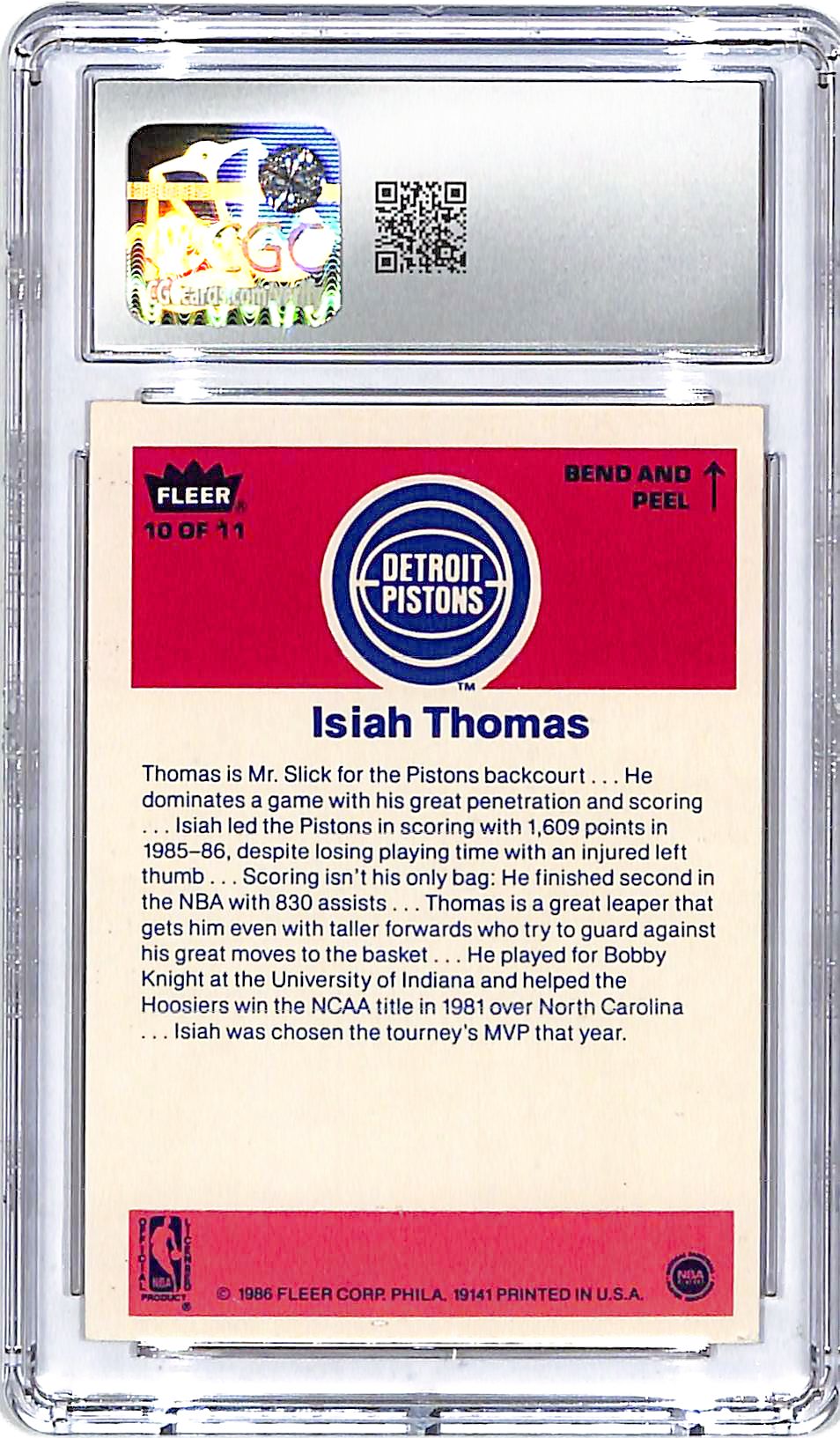 1986-87 Fleer Stickers Isiah Thomas #10 CGC 5 Pistons