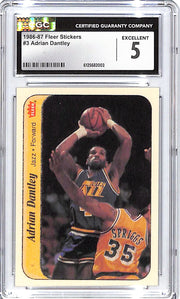 1986-87 Fleer Stickers Adrian Dantley #3 CGC 5 Jazz