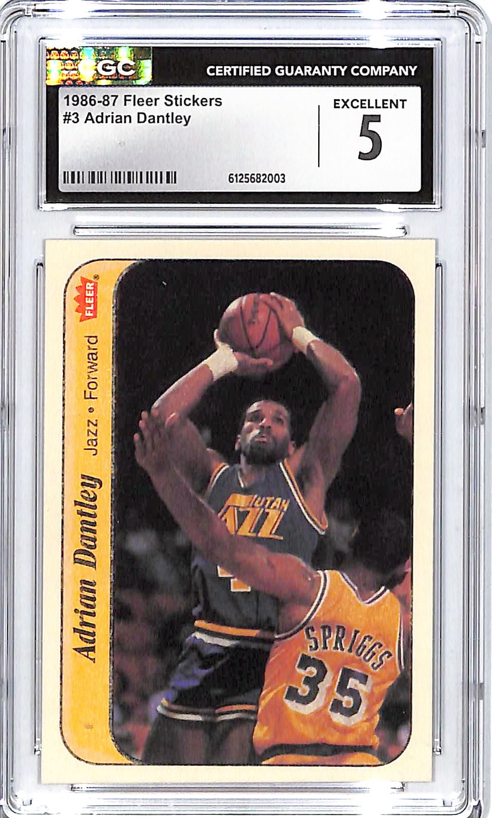 1986-87 Fleer Stickers Adrian Dantley #3 CGC 5 Jazz