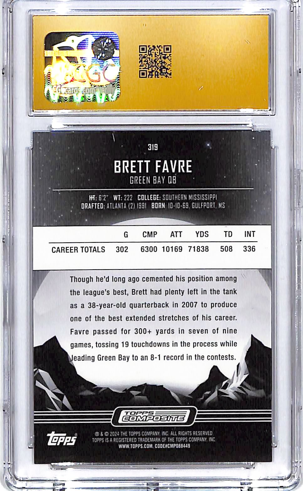 2023 Topps Composite Brett Favre Midnight Dusk /75 CGC 10 PRISTINE Packers