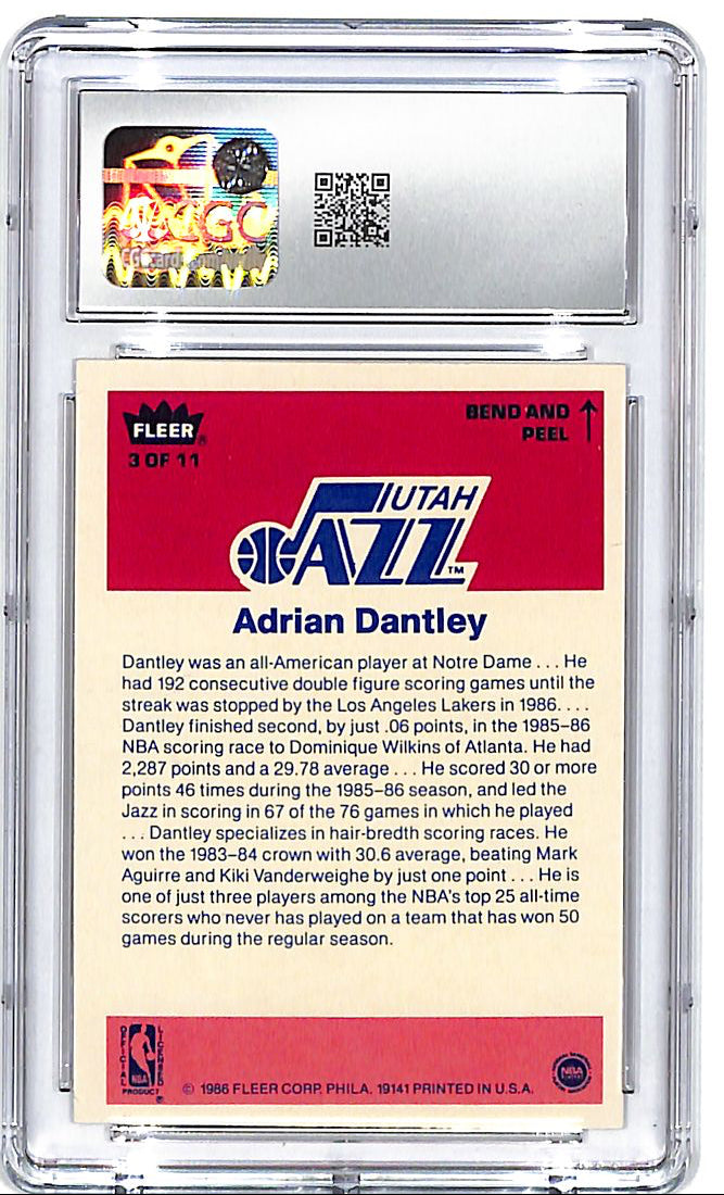 1986-87 Fleer Stickers Adrian Dantley #3 CGC 5 Jazz