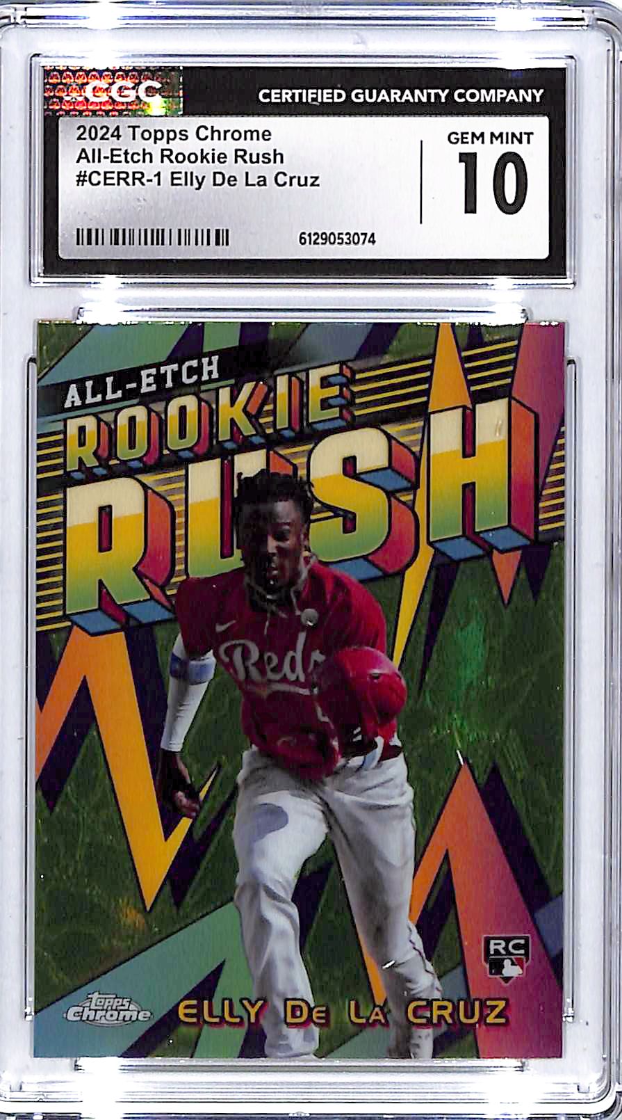 2024 Topps Chrome Elly De La Cruz All Etch Rookie Rush RC #1 CGC 10 Reds
