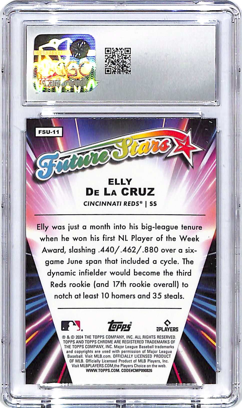 2024 Topps Chrome Update Elly De La Cruz Future Stars Rookie RC #11 CGC 10 Reds