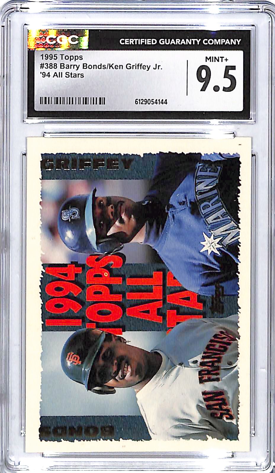 1995 Topps Ken Griffey Jr Barry Bonds All Stars #388 CGC 9.5 Mariners Giants