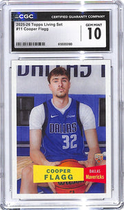 2025-26 Topps Living Set Cooper Flagg Rookie RC #11 CGC 10 Mavericks