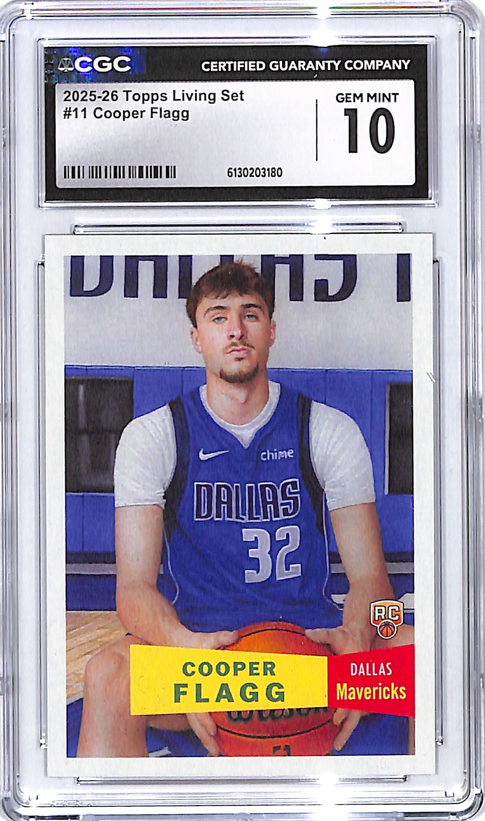 2025-26 Topps Living Set Cooper Flagg Rookie RC #11 CGC 10 Mavericks