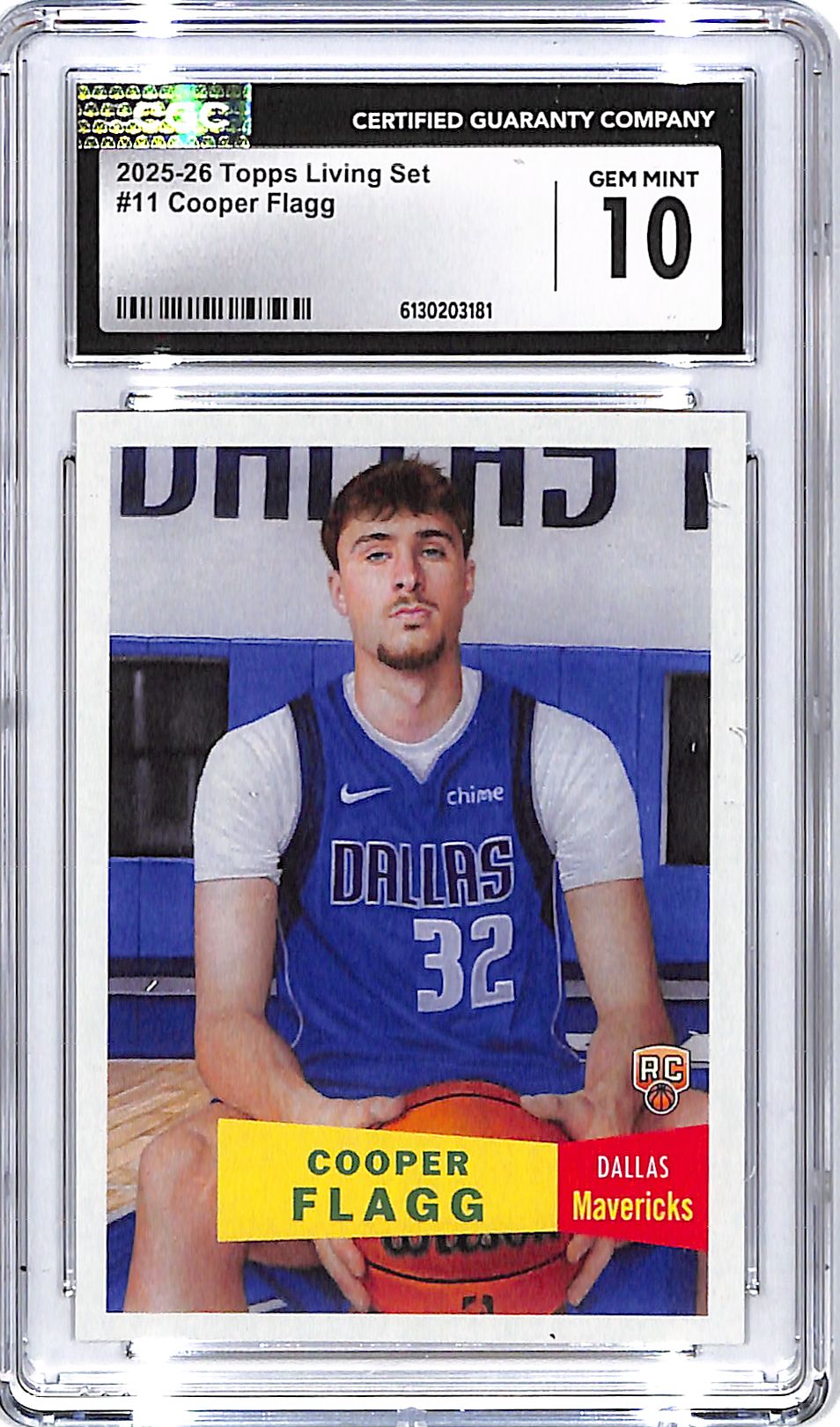 2025-26 Topps Living Set Cooper Flagg Rookie RC #11 CGC 10 Mavericks