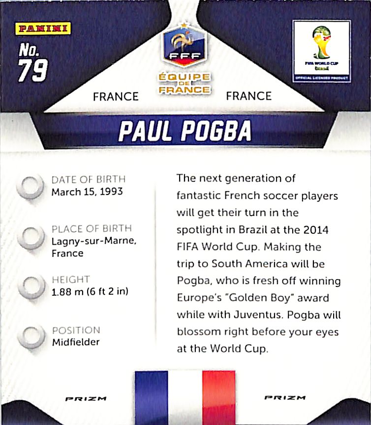 2014 Prizm World Cup Paul Pogba Silver Prizm #79 France