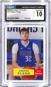 2025-26 Topps Living Set Cooper Flagg Rookie RC #11 CGC 10 Mavericks