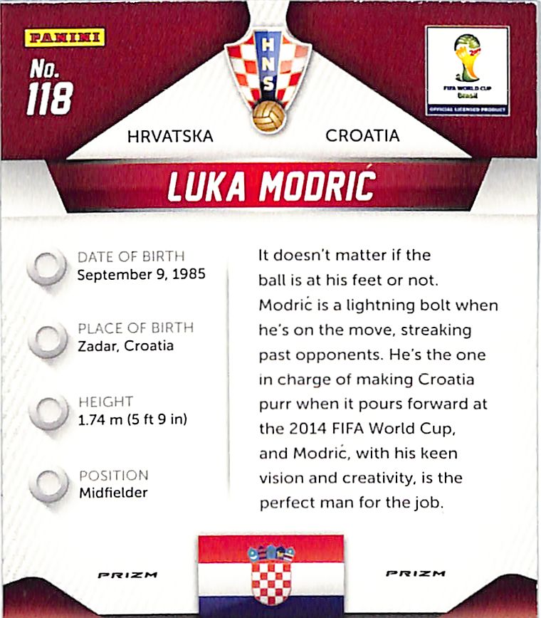 2014 Prizm World Cup Luka Modric Red White Blue Wave #118 Croatia