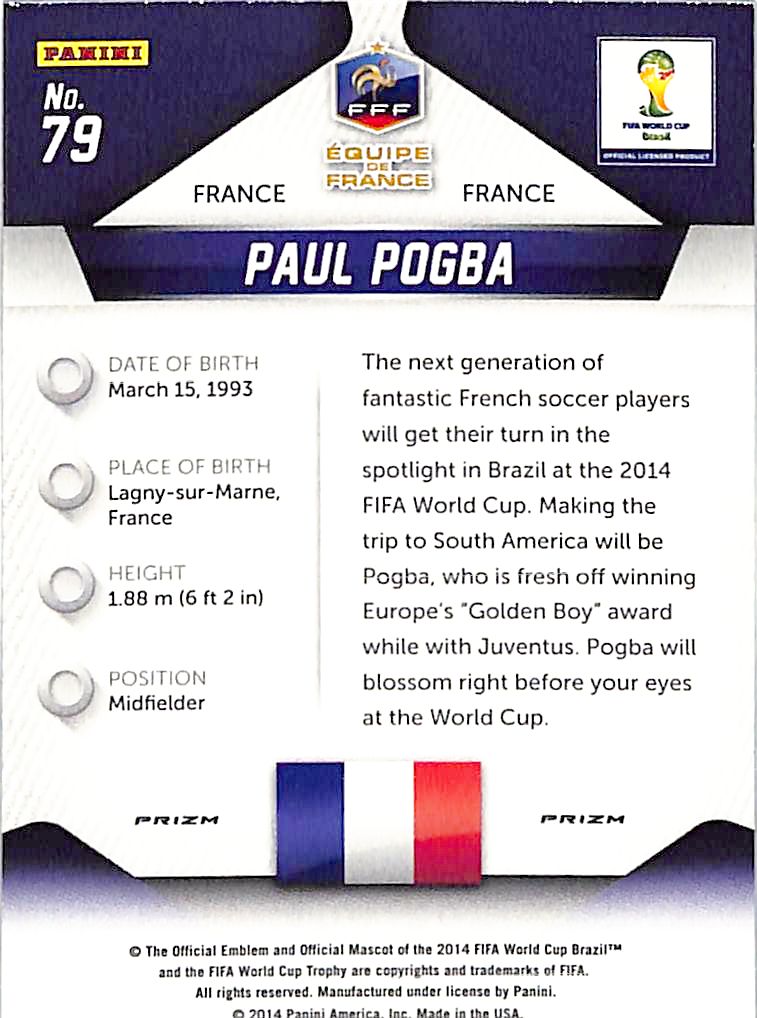 2014 Prizm World Cup Paul Pogba Red White Blue Power Plaid #79 France