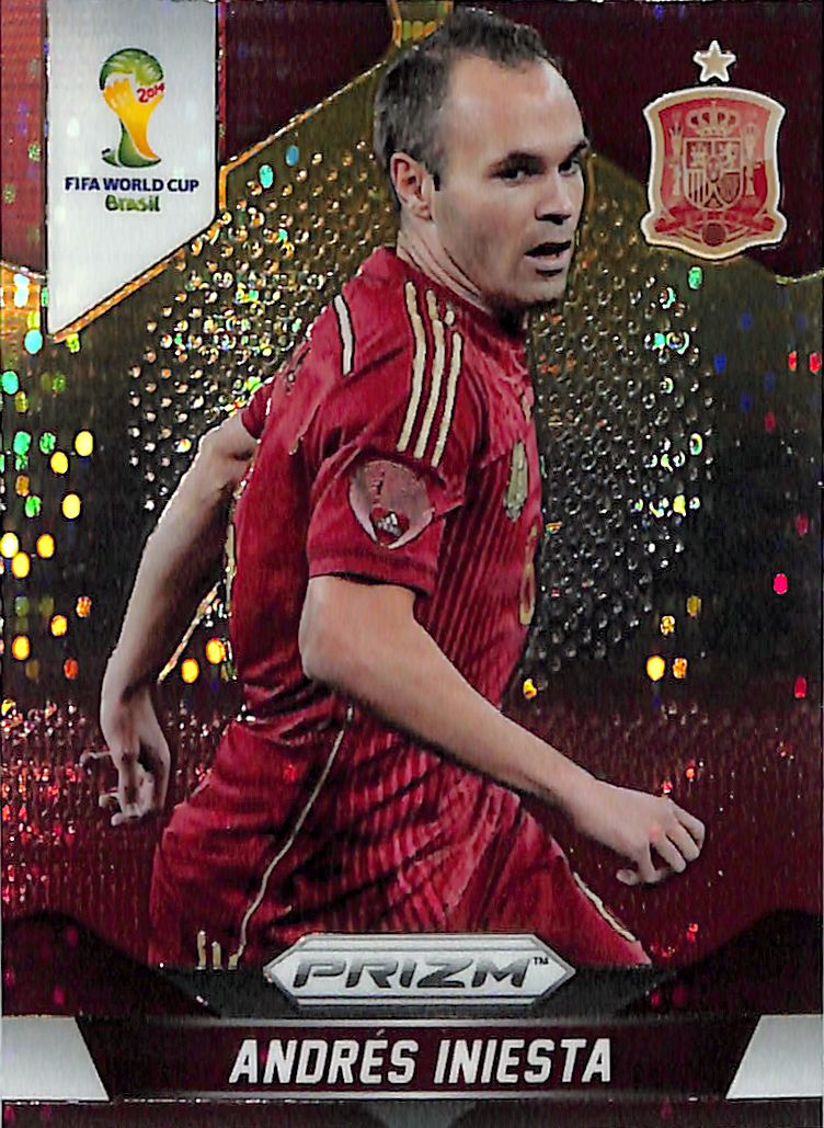 2014 Prizm World Cup Andres Iniesta Red Yellow Pulsar #177 Spain