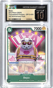 One Piece Tournament Promos 3rd Anniversary Pack OP13 Bepo 035 CGC 10 Pristine