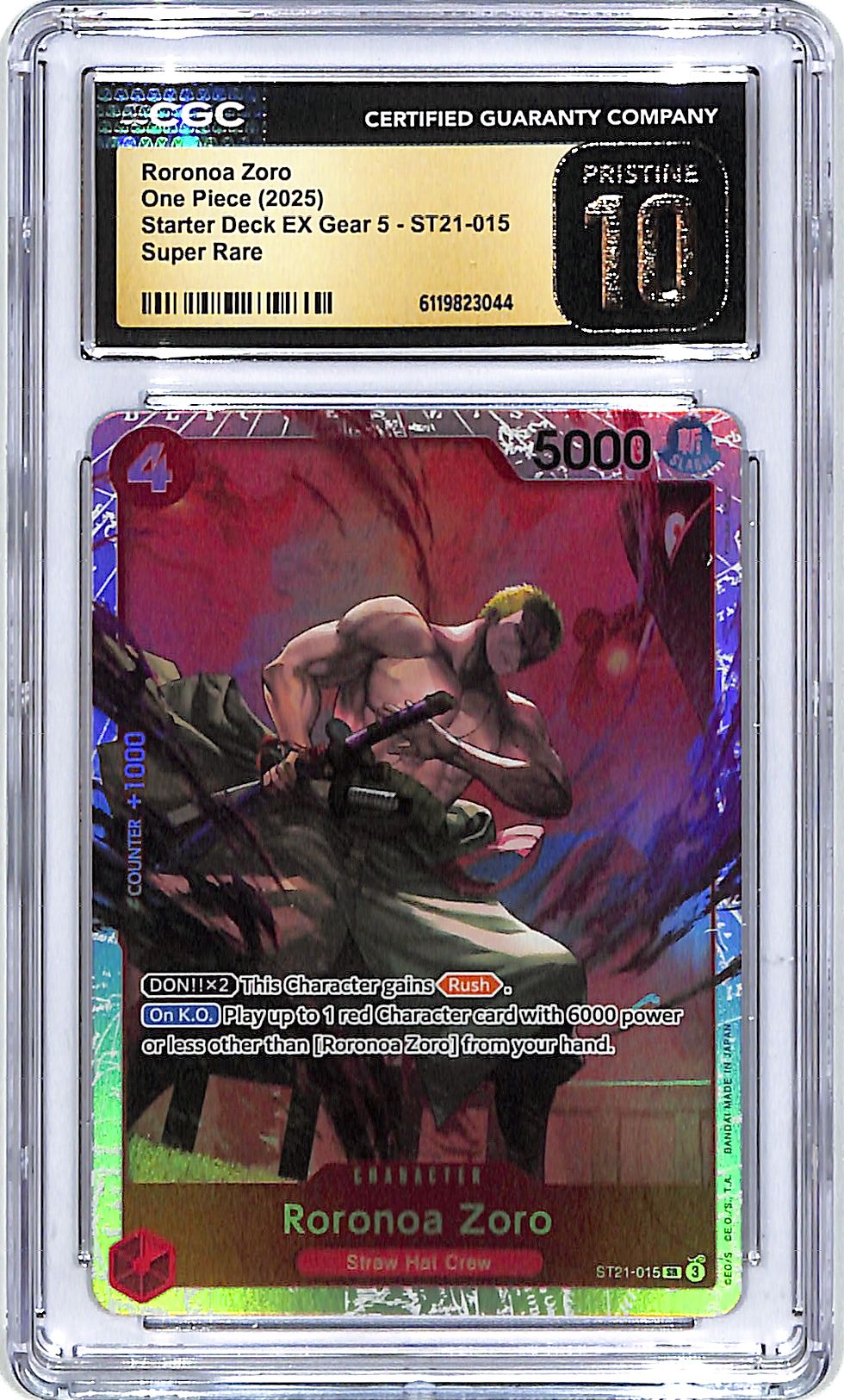 One Piece Stater Deck EX Gear 5 ST21 Roronoa Zoro 015 Super Rare CGC 10 Pristine
