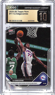 2025-26 Topps Now VJ Edgecombe Rookie RC #11 CGC 10 Pristine 76ers