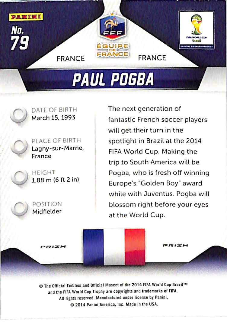 2014 Prizm World Cup Paul Pogba Yellow Red Pulsar #79 France